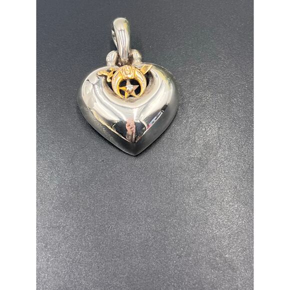 Joseph Esposito Shriners 925 ESPOSIG 14K Puffy Heart 2.0 mm Diamond Pendant - Picture 8 of 10